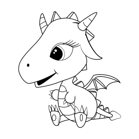Illustration of Cute Cartoon Baby Dragon.Vector EPS 8.のイラスト素材
