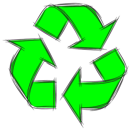 Illustration of Cute Cartoon Doodle of Recycle sign. Vector EPS8.のイラスト素材