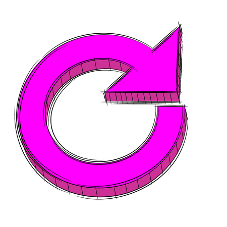 Illustration of Cute Cartoon Doodle of 3D Reload or Refresh Icon. EPS8.のイラスト素材