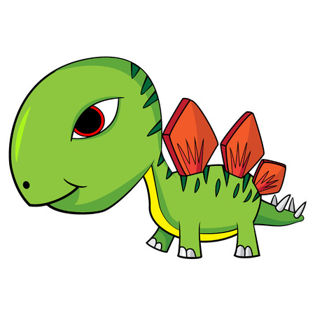 Illustration of Cute Cartoon Baby Stegosaurus Dinosaur. Vector EPS 8.のイラスト素材
