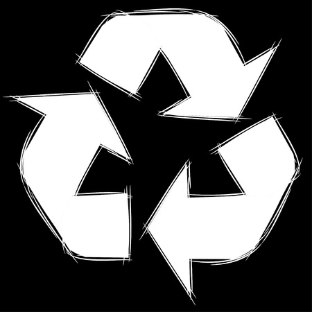 Illustration of Cute Cartoon Doodle of Recycle sign. Vector EPS8.のイラスト素材