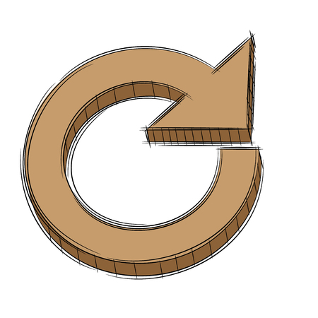 Illustration of Cute Cartoon Doodle of 3D Reload or Refresh Icon. EPS8.のイラスト素材