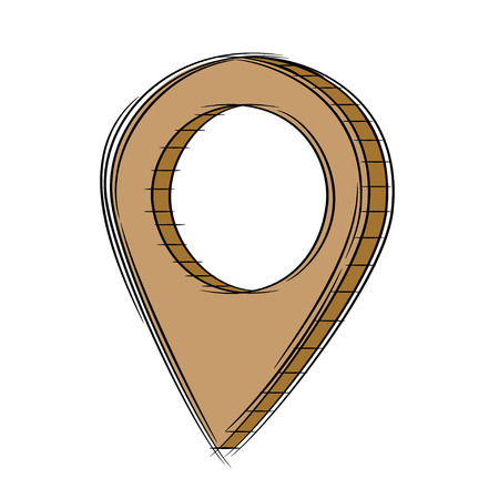 Illustration of Cute Cartoon Doodle of 3D Map Pointer Icon. EPS8.のイラスト素材