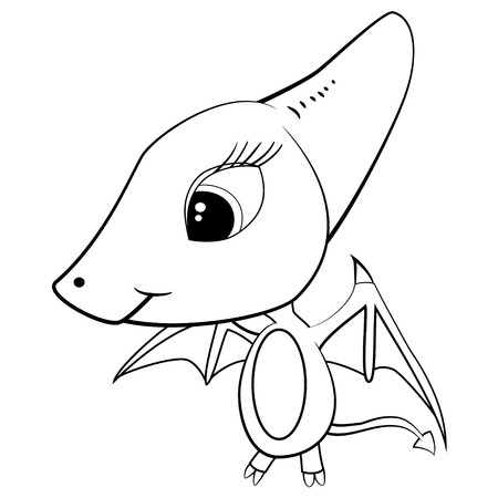 Illustration of Cute Cartoon of Baby Pterodactyl Dinosaur. Vector EPS8.のイラスト素材