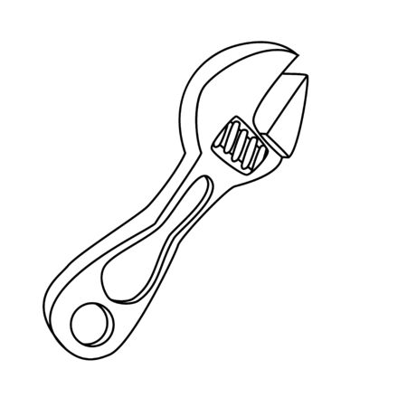 Illustration of Isolated Crescent Wrench Cartoon Drawing. Vector EPS 8.のイラスト素材