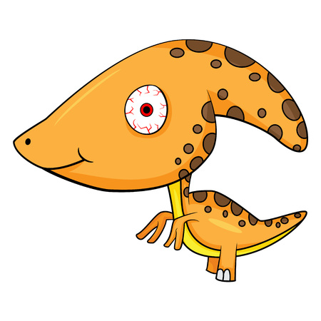 Illustration of Cute Cartoon Baby Parasaurolophus Dinosaur. Vector EPS 8.のイラスト素材