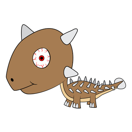 Illustration of Cute Cartoon Baby Ankylosaurus Dinosaur. Vector EPS 8.のイラスト素材