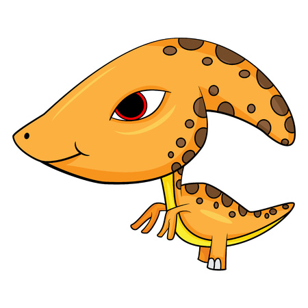 Illustration of Cute Cartoon Baby Parasaurolophus Dinosaur. Vector EPS 8.のイラスト素材