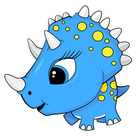 Illustration of Cute Cartoon Blue Baby Triceratops Dinosaur. Vector EPS 8.のイラスト素材