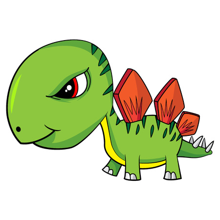 Illustration of Cute Cartoon Baby Stegosaurus Dinosaur. Vector EPS 8.のイラスト素材