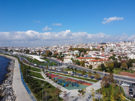 Istanbul, Turkey. Embankment along Bosphorus Strait at cloudy day.の写真素材