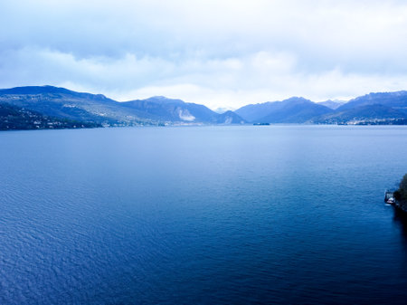 Beautiful panoramic view of Lake Como near Bellagio town, Lombardy provinceの写真素材