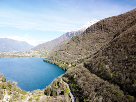 Lake Scanno L Aquila, Italy When nature is romantic: the heart shaped lakeの写真素材