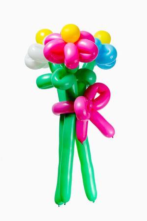 colorful bunch of balloons isolated on white backgroundの写真素材