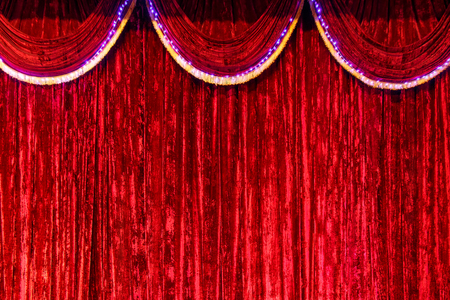 bright, Red curtain on stage as background.の写真素材