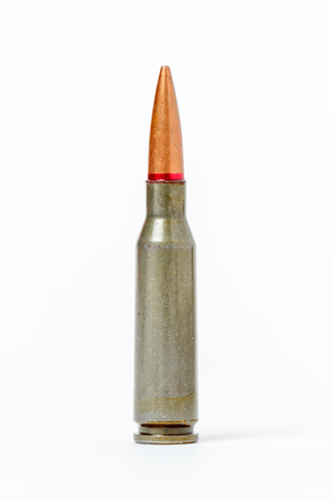 Bullet From assault rifle isolated on white background