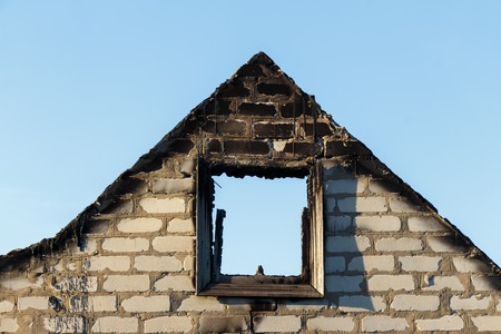 Brick fronton of the burned down building