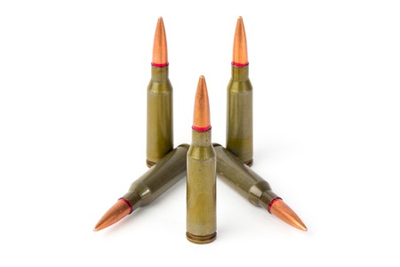 Armory ammunition close-up isolated on white backgroundの写真素材