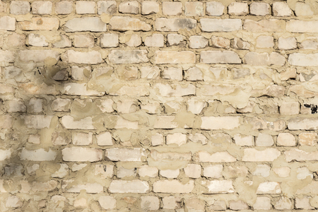 Brick wall of old white brick as backgroundの写真素材