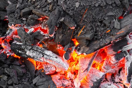 Hot coal close-up as a graphic resourceの写真素材