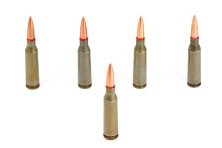Armory ammunition close-up isolated on white backgroundの写真素材