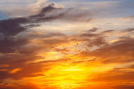 Fiery orange sunset sky. Beautiful sky.の写真素材