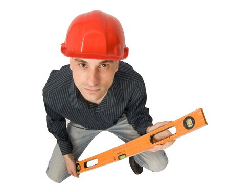 young worker solated on white background