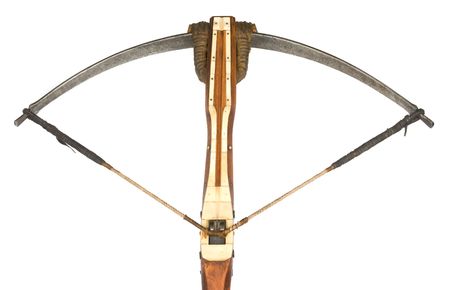 a old crossbow isolated on whiteの写真素材