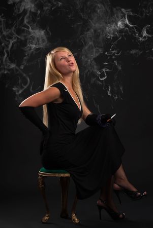 smoking ladyの写真素材