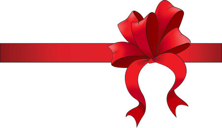 red ribbon with bow. Vector illustrationのイラスト素材