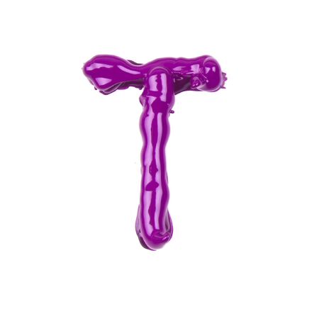 pink oil alphabet - letter Tの写真素材