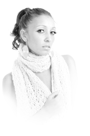 Portrait of beautiful woman isolated on whiteの写真素材