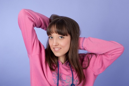 Closeup portrait of a happy beautiful young womanの写真素材