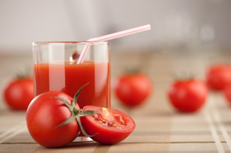 fresh tomato with juiceの写真素材