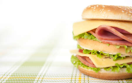 sandwich with ham, cheese, tomatoes and lettuceの写真素材