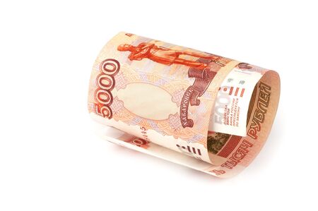 russian rubles isolated on white background
