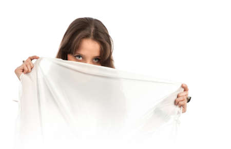 Closeup portrait of sexy caucasian young woman with beautiful eyesの写真素材