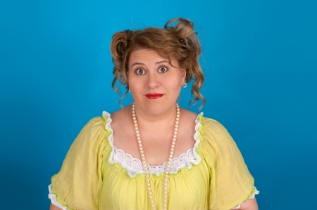 portrait of cute fat womanの写真素材