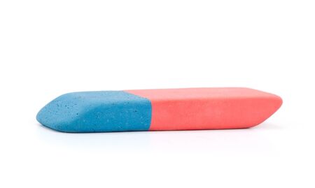 Eraser close up isolated on whiteの写真素材