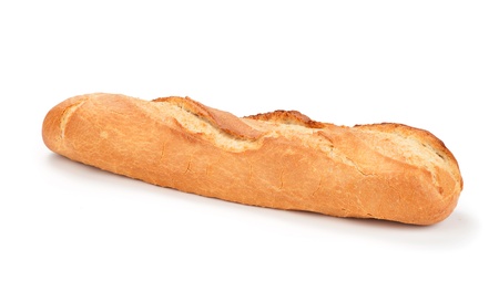 Loaf of French Baguette Bread over whiteの写真素材