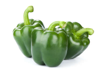 Green peppers isolated on white backgroundの写真素材