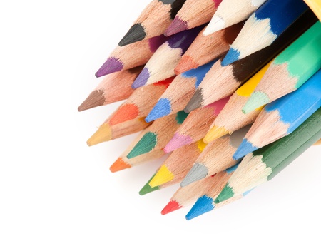Colour pencils isolated on white background close upの写真素材