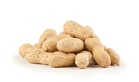 Dried peanuts isolated on white background