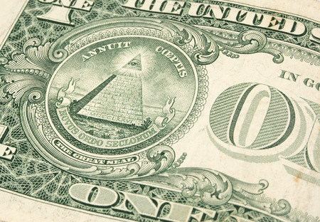 Banknote of 1 US dollar close up
