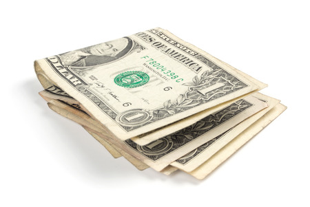 one dollar banknotes isolated on white background