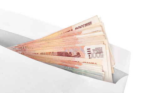 Payment of money in the envelope. Isolatedの写真素材