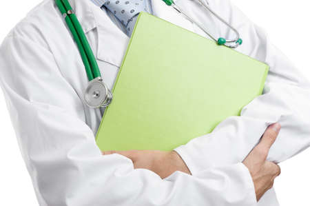 close up of medical male doctor with folderの写真素材