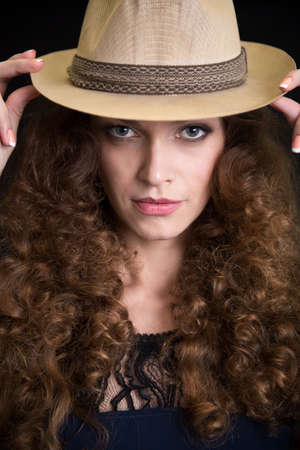 close up portrait of fashion beautiful girlの写真素材