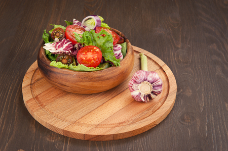 close up of fresh vegetable salad in bowlの写真素材