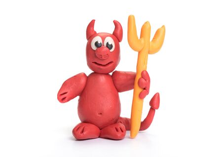 Plasticine Cute Devil Monster isolated on white